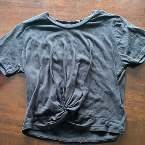 Black Cropped T-Shirt with Knot